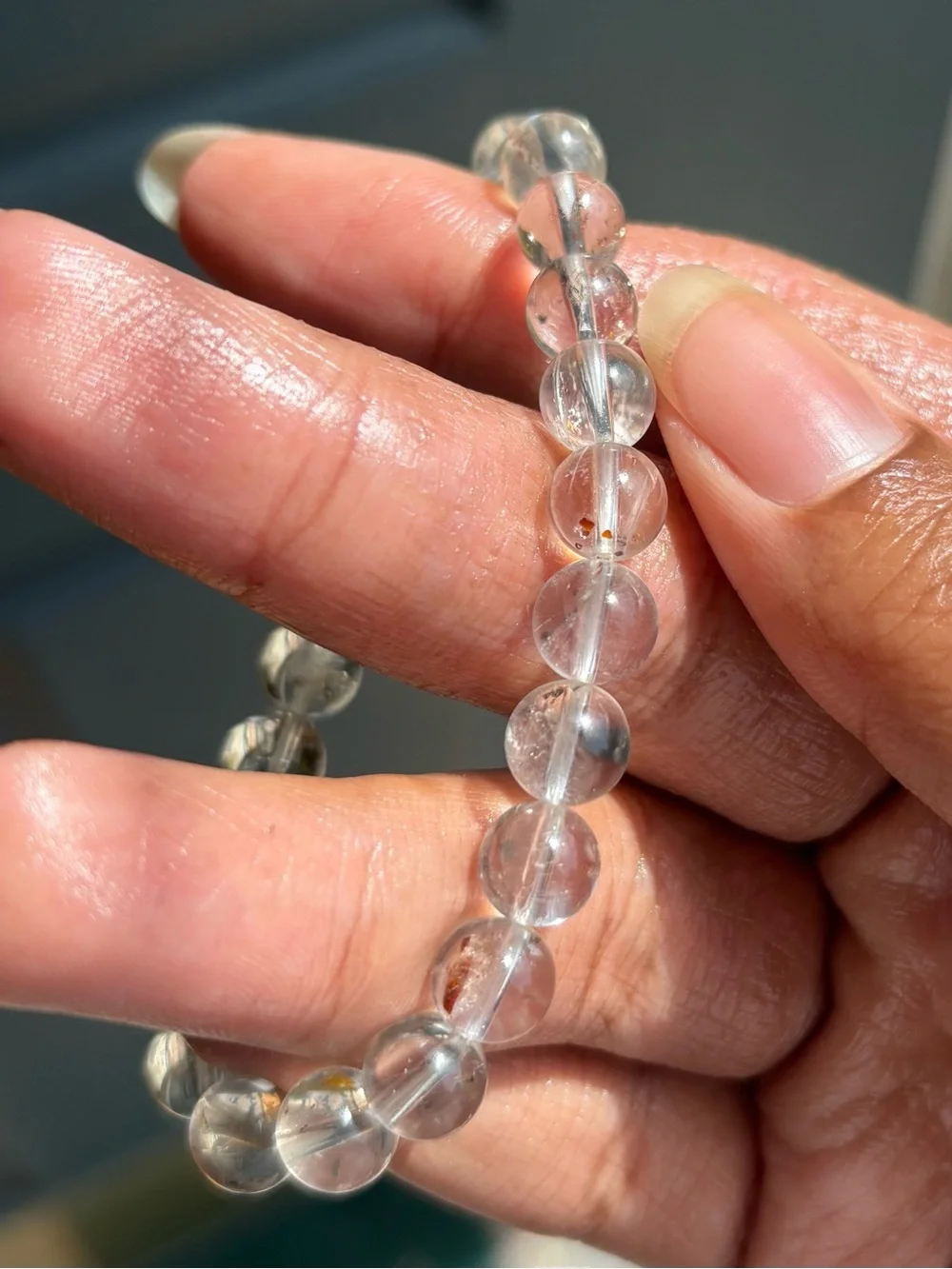 HQ Pyrite in Quartz Crystal Bracelet 8mm
